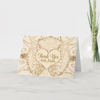 Cartão De Agradecimento Personalizar Asas Anjos e Coração