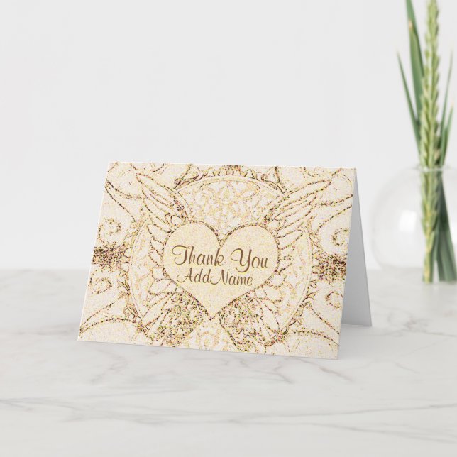 Cartão De Agradecimento Personalizar Asas Anjos e Coração (Frente)