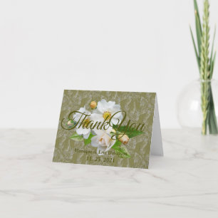 Cartão De Agradecimento Personalizar Casamento de Folhagem Verde de Rosas
