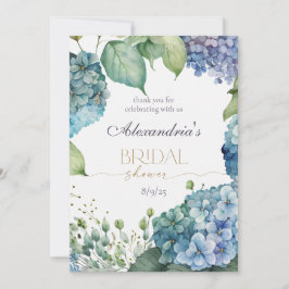 Cartão De Agradecimento Personalizar Hydrangeas Azuis do Chá de panela