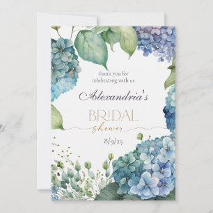 Cartão De Agradecimento Personalizar Hydrangeas Azuis do Chá de panela