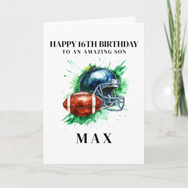 Cartão De Agradecimento Personalized American Football Birthday Card (Frente)