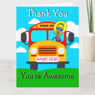 Cartão De Agradecimento PERSONALIZED Cute Woman Bus Driver Thank You Card