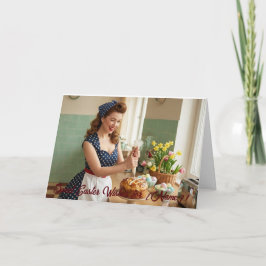 Cartão De Agradecimento Personalized Easter Pin-Up Retro Greeting Card