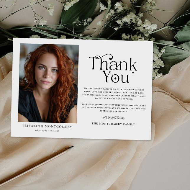 Cartão De Agradecimento Personalized Funeral Thank You Photo Card (Criador carregado)