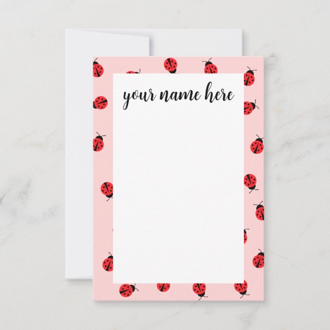 Cartão De Agradecimento Personalized Ladybug Notecards (Frente)