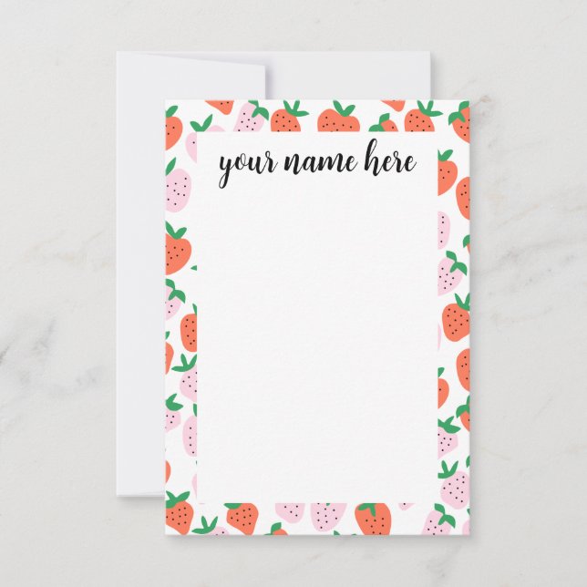 Cartão De Agradecimento Personalized Strawberries Notecards (Frente)