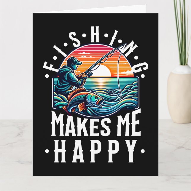 Cartão De Agradecimento Pesca me deixa feliz (Frente)