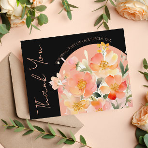 Cartão De Agradecimento Pêssego Laranja Arco Moderno e Casamento Floral Ne