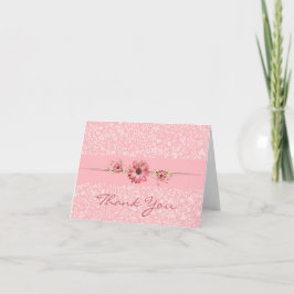 Cartão De Agradecimento Pêssego Pink Floral Elegante Obrigado Notecard