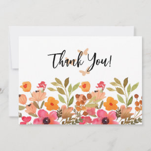 Cartão De Agradecimento Pêssegos de Aquarela e Jardim Rosa