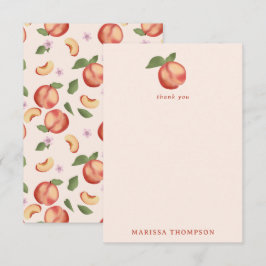 Cartão De Agradecimento Pêssegos e Blossomas de Aquarela Botânica
