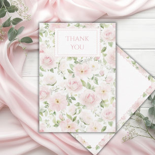 Cartão De Agradecimento Pessoal Floral Rosa Vintage Personalizado 