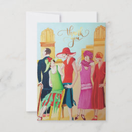 Cartão De Agradecimento Pessoas e Moda de Art Deco