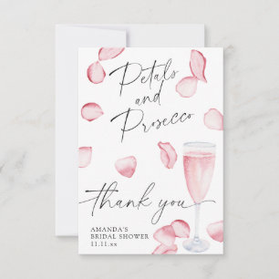 Cartão De Agradecimento Petais e Prosecco - obrigado seu chá de panela
