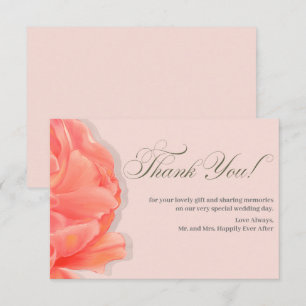 Cartão De Agradecimento Petais Rosa Floral Obrigado Casamento