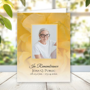 Cartão De Agradecimento Pétalas de Flor de Rosa Amarelo Simpatia Funeral