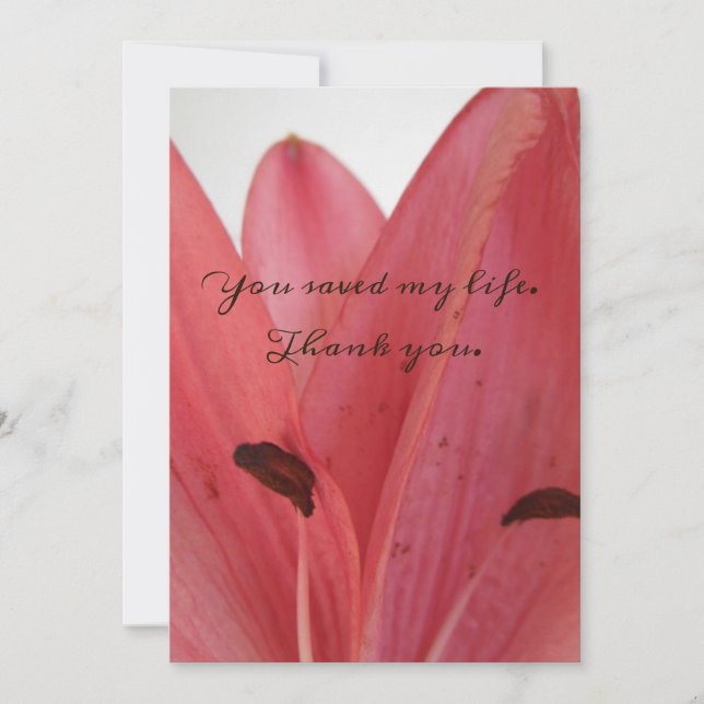Cartão De Agradecimento Pétalas De Rosa Plana Você Salvou Minha Placa De V (Frente)