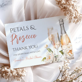 Cartão De Agradecimento Pétalas e Prosecco Chá de Noiva