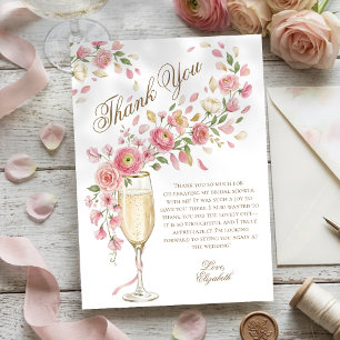 Cartão De Agradecimento Pétalas Elegantes e Chuveiro Nupcial Floral Prosec