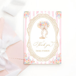 Cartão De Agradecimento Petals and Prosecco Floral Bridal Shower