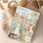 Cartão De Agradecimento Peter the Rabbit Garden Storybook Birthday<br><div class="desc">Envie sua apreciação aos seus convidados com esses personagens favoritos das histórias de Beatrix Potter. Este Cartões de agradecimentos apresenta o jardim inglês florescente do Sr. MacGregor com muitos amigos e vizinhos de Peter. Mude facilmente os detalhes para os seus. Se quiser, você pode alterar o estilo, o tamanho, a...</div>
