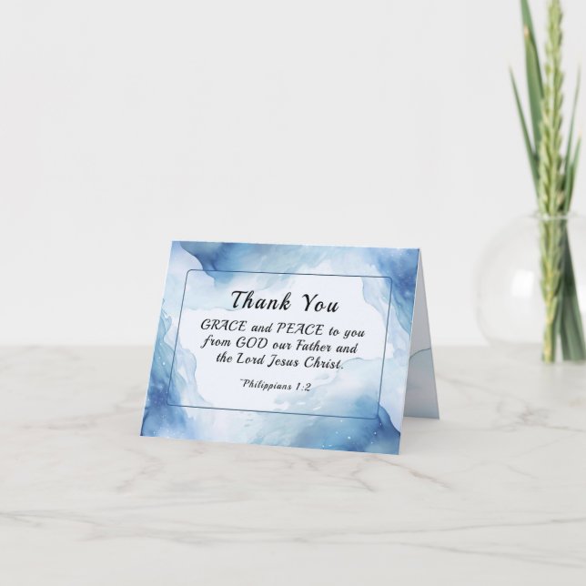 Cartão De Agradecimento Philippians 1:2-3 Grace e Peace to You Bíblia (Frente)