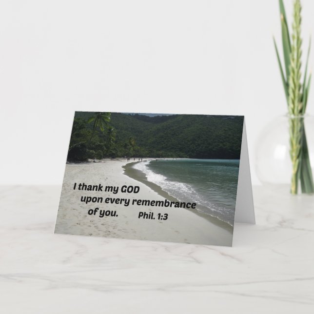 Cartão De Agradecimento Philippians 1:3 Eu obrigado meu Deus em todos (Frente)