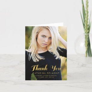 Cartão De Agradecimento Photo Graduation Thank You High School Gold Foil