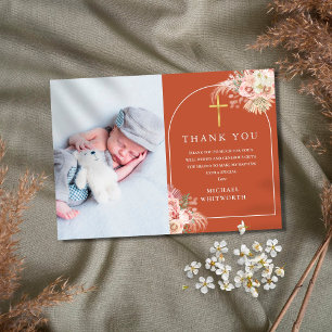 Cartão De Agradecimento Photo Pampas Grass Arch Baptism Thank You Card