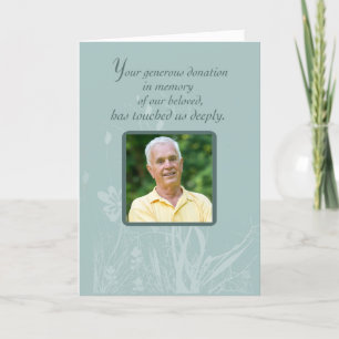 Cartão De Agradecimento Photo, Thank You for Donation In Memory, Organic F