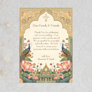Cartão De Agradecimento Pichwai Indiano Casamento Elegante