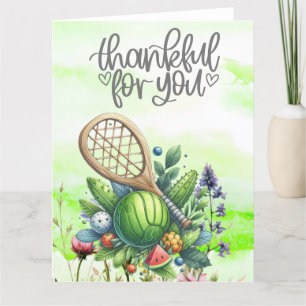 Cartão De Agradecimento Pickleball com flores