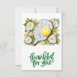 Cartão De Agradecimento Pickleball com flores