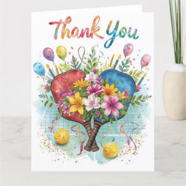 Cartão De Agradecimento Pickleball com flores bonitas