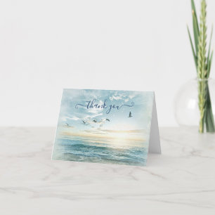 Cartão De Agradecimento Picturesque Watercolor Beach Scenname