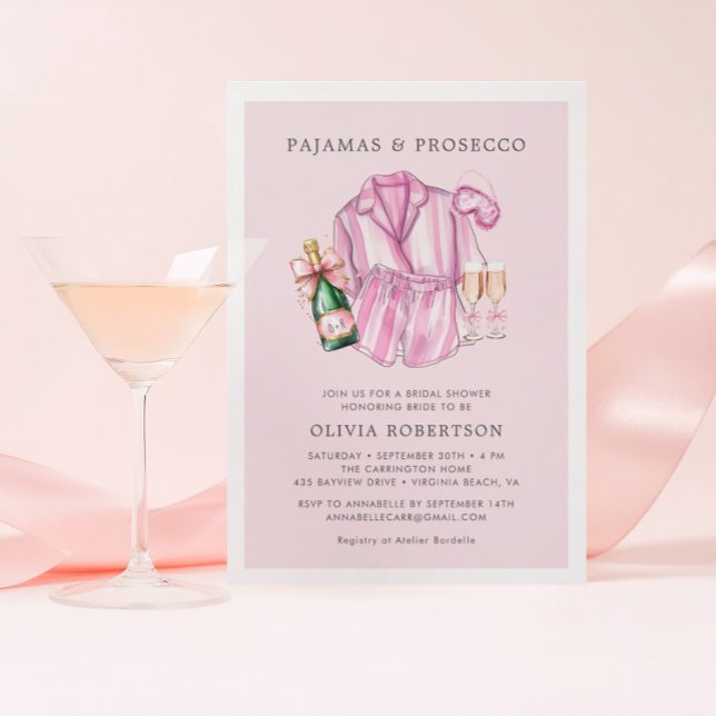 Cartão De Agradecimento Pijamas e Chá de panela Prosecco (PJ's and Prosecco )
