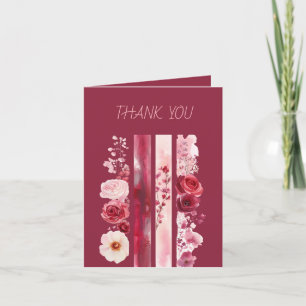 Cartão De Agradecimento Pinceladas de Flores Silvestres Rosa Vermelho Bran