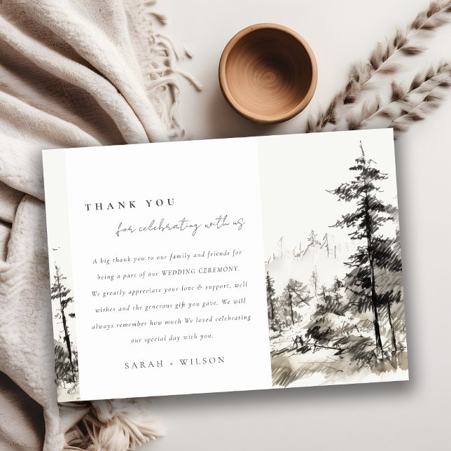 Cartão De Agradecimento Pine Woods Mountain Landscape Casamento (Criador carregado)