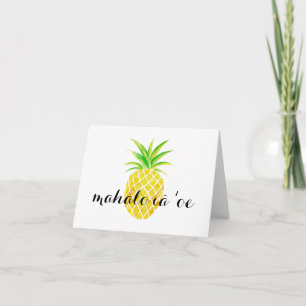 Cartão De Agradecimento Pineapple Watercolor Havaiana mahalo iāoe obrigado