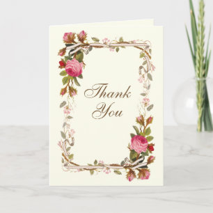 Cartão De Agradecimento Pingente Floral Rosa Vintage