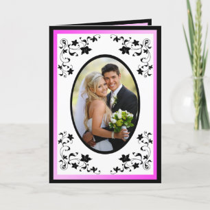 Cartão De Agradecimento Pink and Black Thank You card with Photo Insert