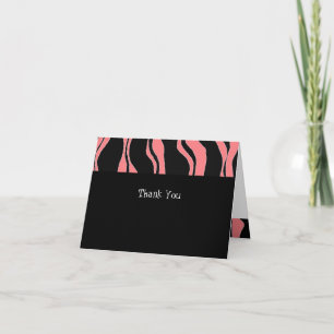 Cartão De Agradecimento Pink and Black Zebra Stripe Thank You