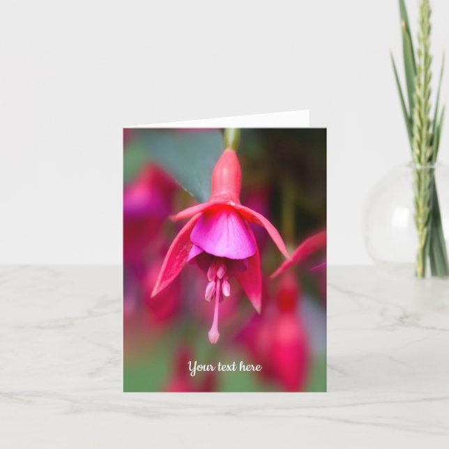 Cartão De Agradecimento Pink and Purple Fuchsia Folded Greeting Card (Frente)