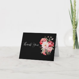 Cartão De Agradecimento Pink and White Floral Wedding Thank you Card
