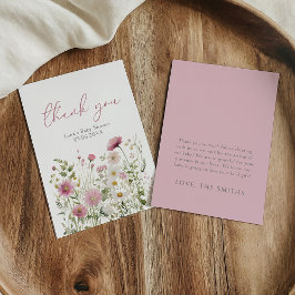 Cartão De Agradecimento Pink Baby In Bloom Wildflower Baby Shower Flat