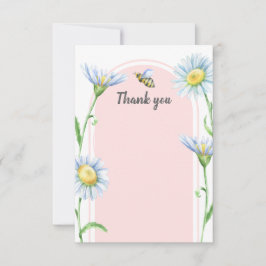 Cartão De Agradecimento Pink Bee with Daisies Thank You Cards