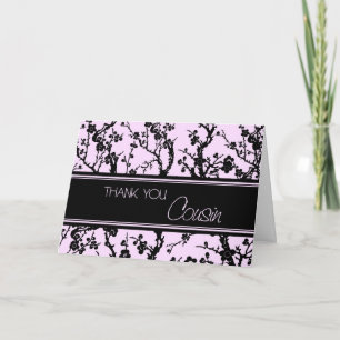 Cartão De Agradecimento Pink Black Cousin Bridesmaid Thank You Card