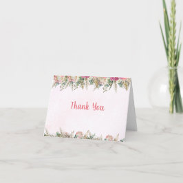 Cartão De Agradecimento Pink Boho Pampas Grass Bridal Shower Thank You
