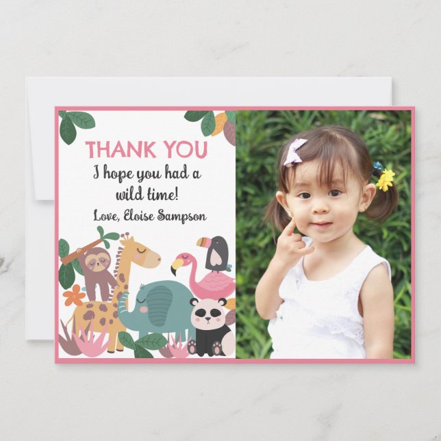 Cartão De Agradecimento Pink Born Two Be Wild Flat Thank You Card (Frente)